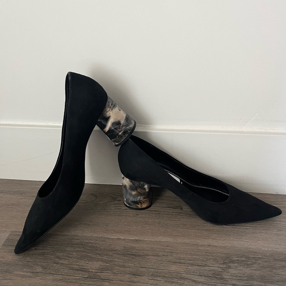 Zara marble design block heel